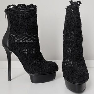 Le Silla Embroidered Lace Platfrom Stiletto Ankle Boots 38 7.5 8 FARFETCH Italy